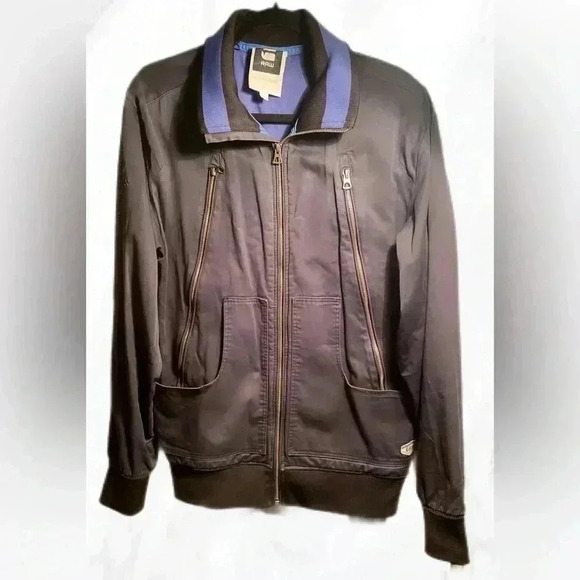 G  Star Raw Men's Jacket "Jack Vest SW" Soft Shell Lined Blue Ctn Zippers Pkts L - Picture 1 of 5